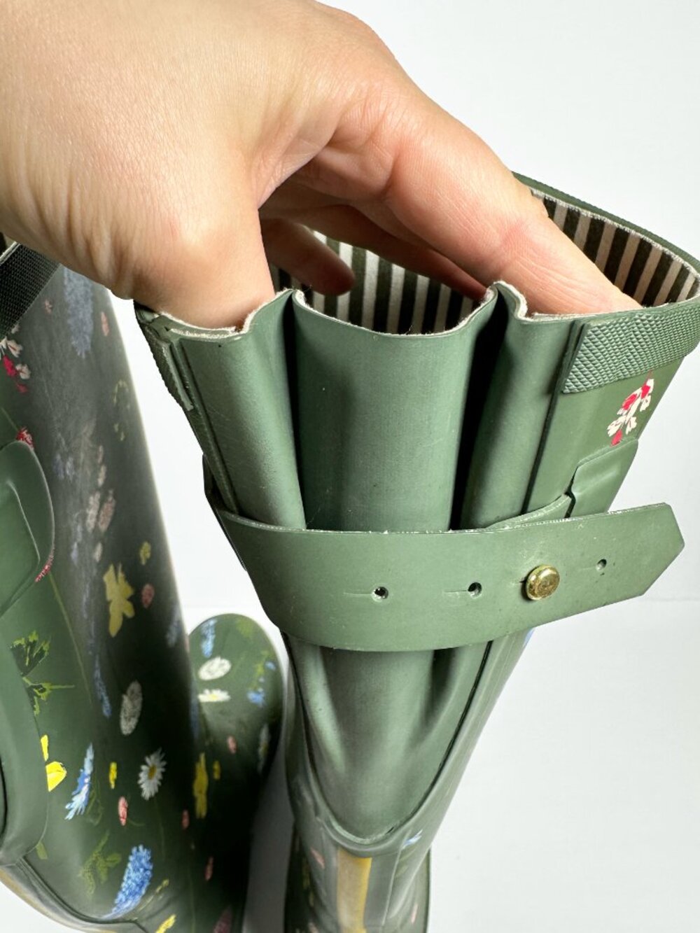 Joules Women’s Size 9 Tall Welly Wellies Army Green Wildflowers Theme Rain Boots - Picture 14 of 16